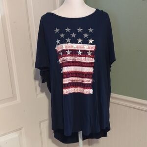 Westport Woman 3X American flag Shirt Short Sleeve Soft Material